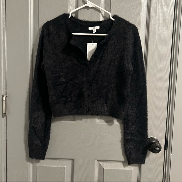 BP Fuzzy Black Cardigan Sweater with buttons - Picture 3 of 5